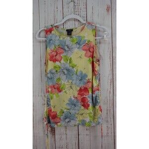 Ann Taylor Factory Womens Floral Top Sleeveless Blouse Small Petite Colorful